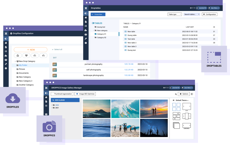 Droppics, Dropfiles: Images and Files Management in Editor