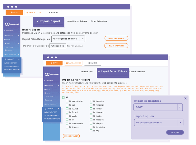 Import existing files in Joomla