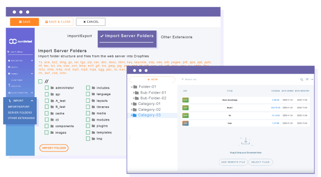 Import files and folders from existing media on your server