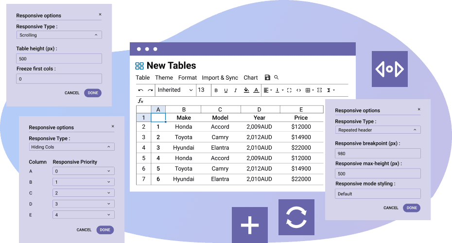 Joomla extension responsive tables