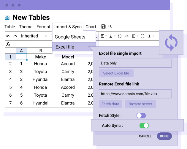 Automatic Excel synchronization