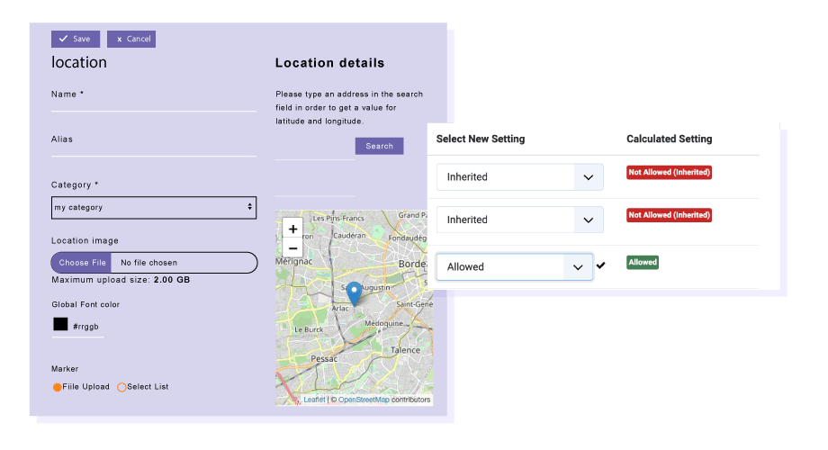 Frontend map Location Submission