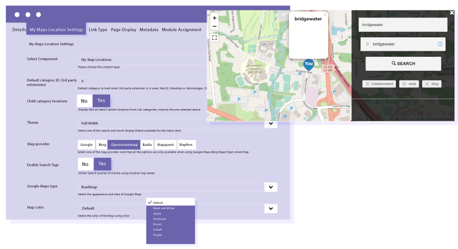 Map location display, search and filter the way you want