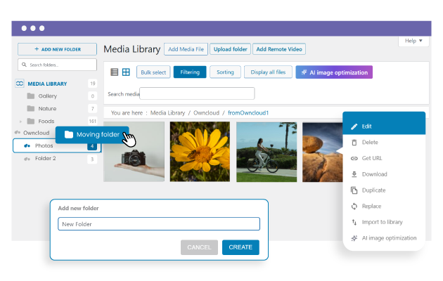 Browse & Manage OwnCloud Folders from WordPress