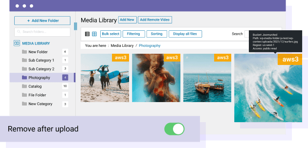 Media library Offload from WordPress to Amazon S3