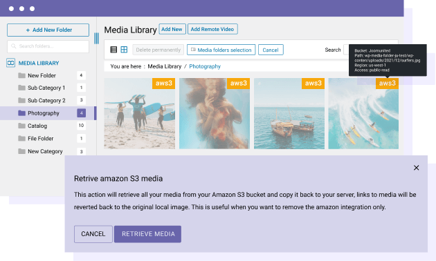 Retrieve all media from Amazon S3 to WordPress