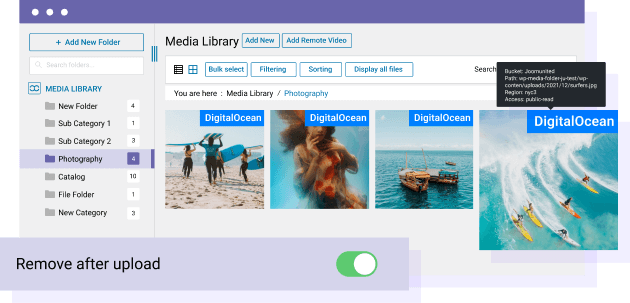 Media library Offload from WordPress to DigitalOcean