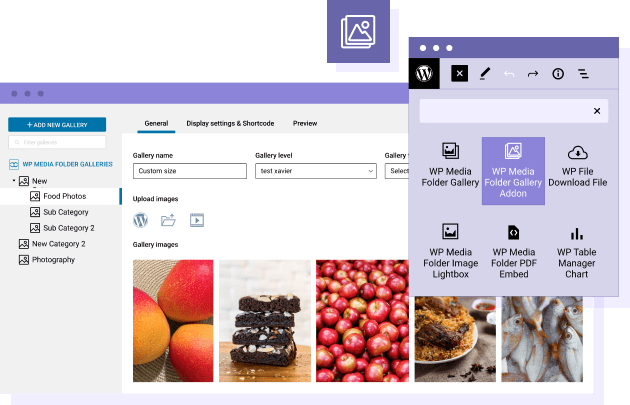 manage gallery from gutenberg