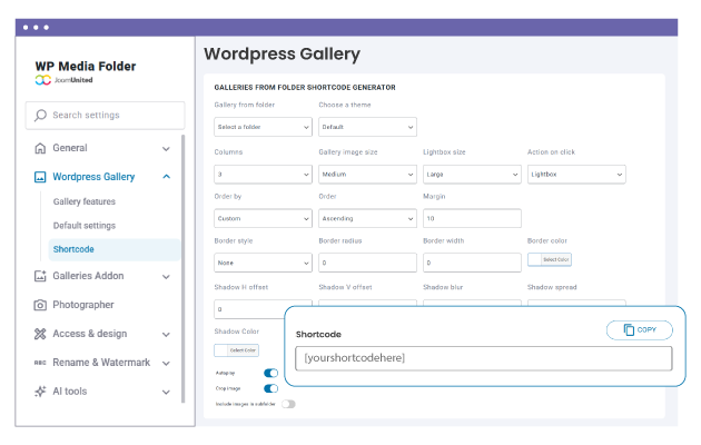 Gallery from Folders Shortcode Generator