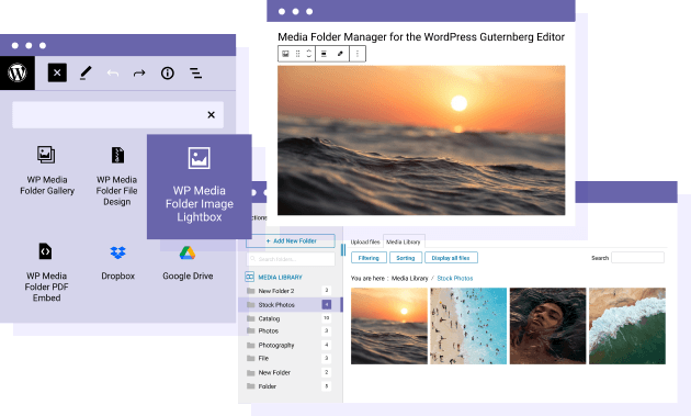 Load WP Media Folder content using Gutenberg blocks