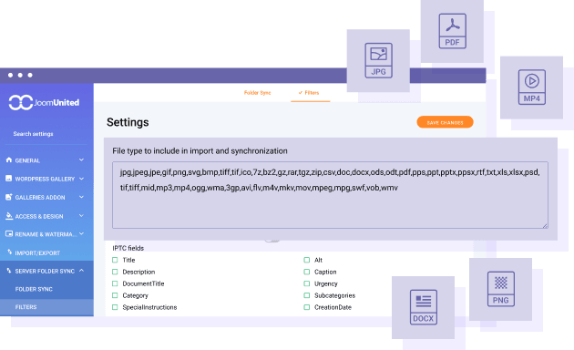 Import and synchronize server folders with filters