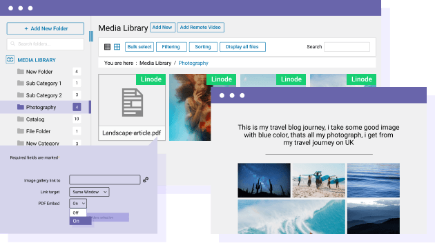 Embed PDF from Linode bucket in the WordPress content