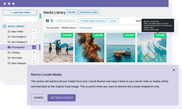 Retrieve all media from Linode to WordPress