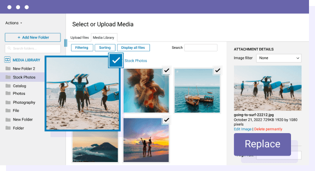 Replace a media in Avada content