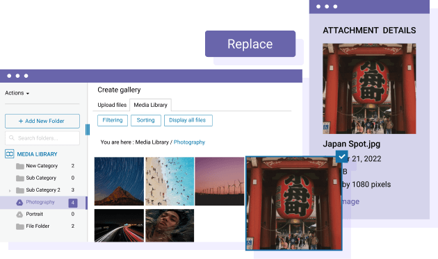 Replace a media in Elementor content