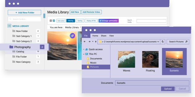 Move WordPress media into physical folders