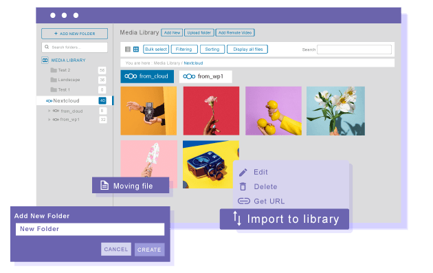 Manage Nextcloud media and folders from WordPress
