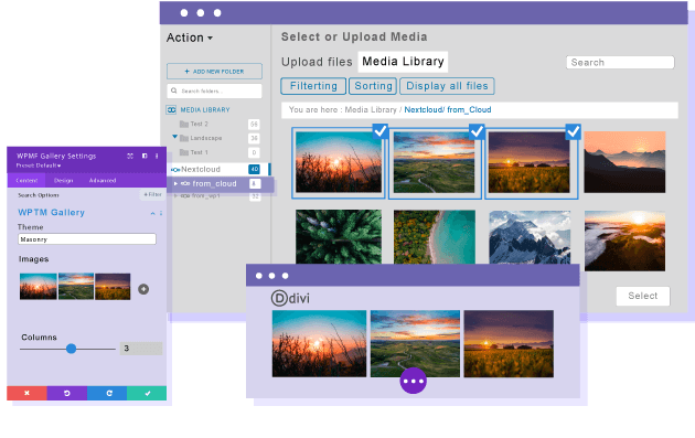 Nextcloud media for WordPress page builders