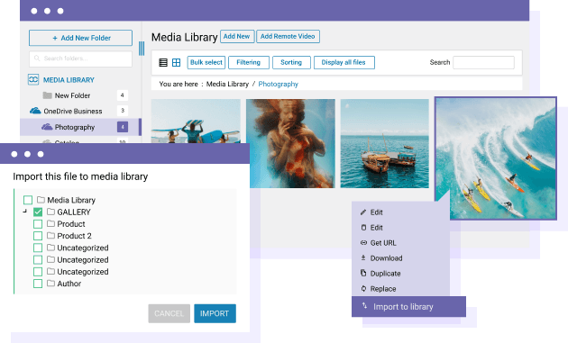 Import OneDrive Business Media in WP Media Folder