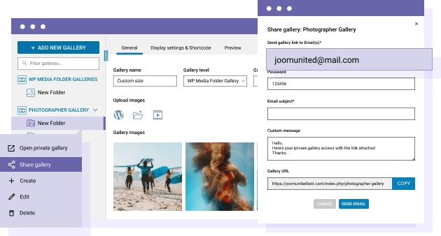 One or several galleries per customer