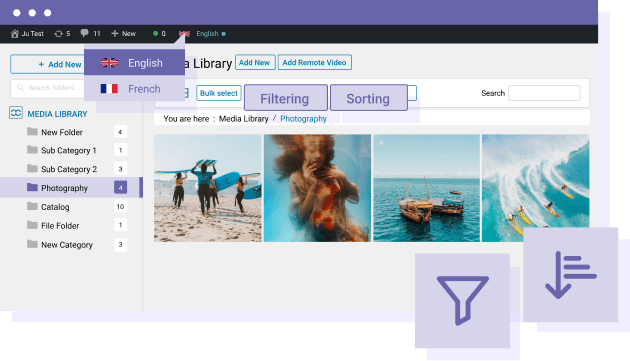 Filter and sort your WPML translated media
