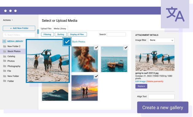 WordPress image gallery translation