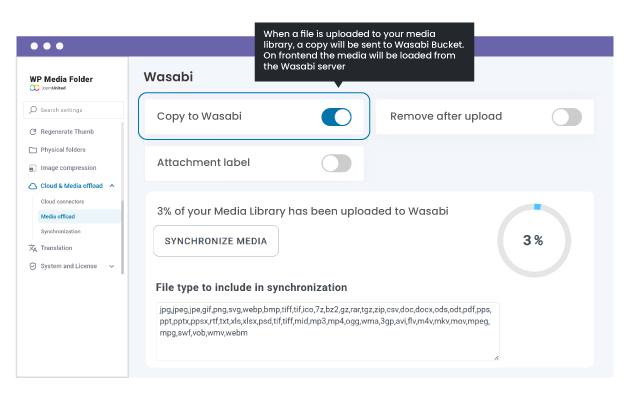 Automatically offload WordPress media to Wasabi