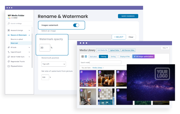 Watermark for your WordPress media library with transparency