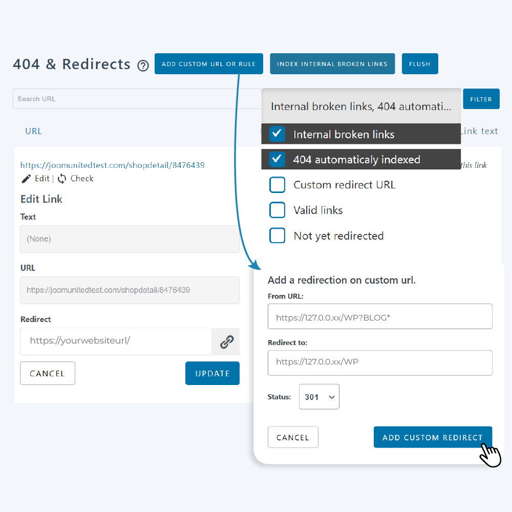 Wordpress internal broken links check and fix