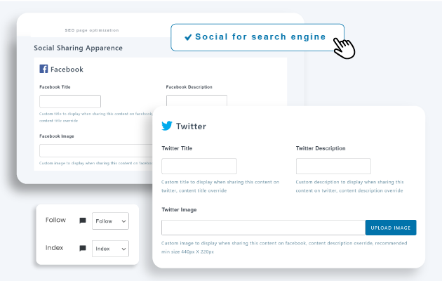 Additional Elementor SEO setting: Follow, index and social networks