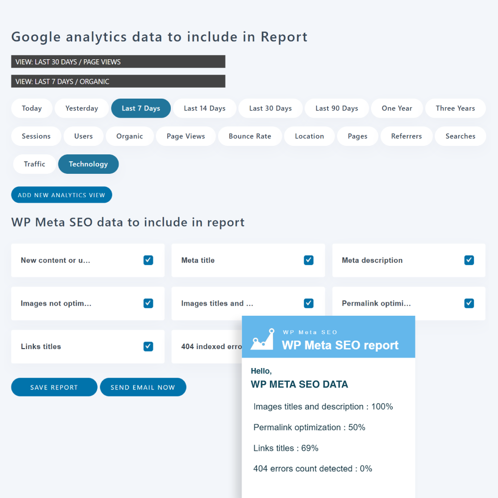 Send WordPress Email SEO report