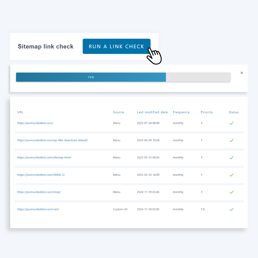 Check your WordPress sitemap link for errors
