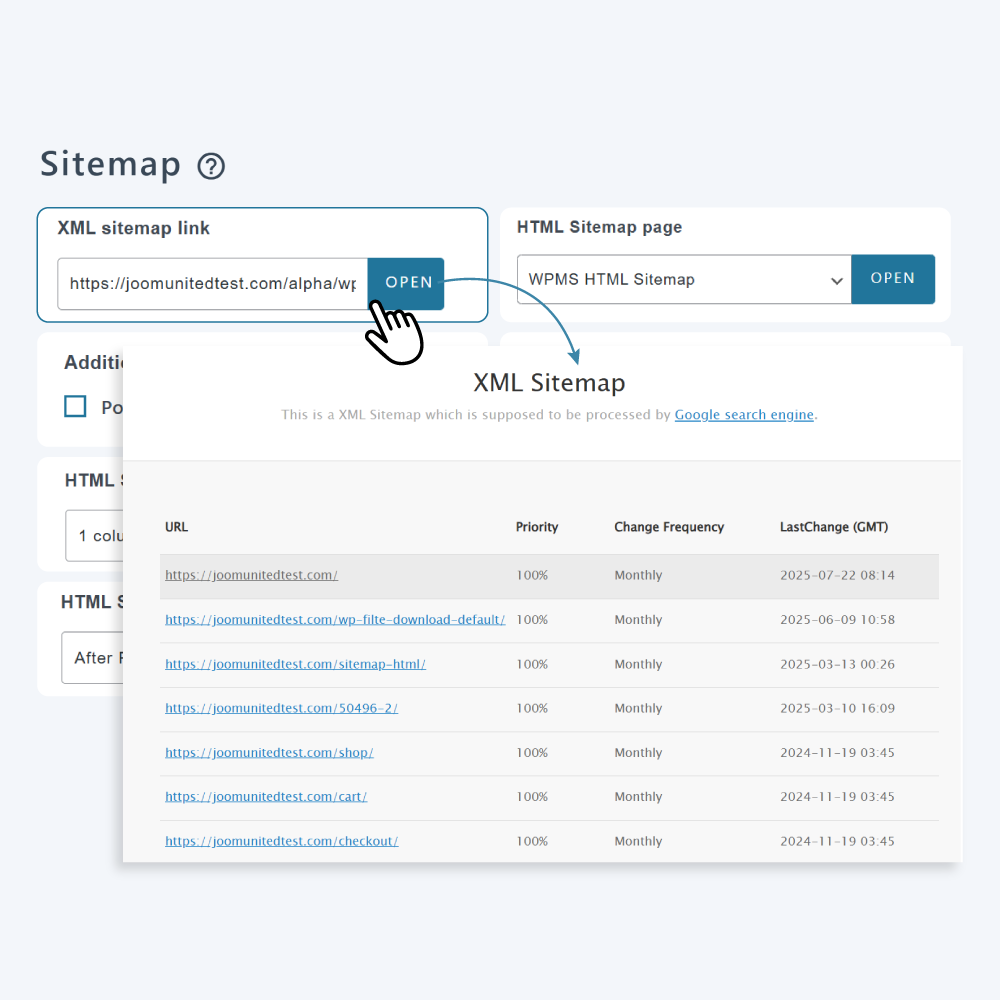 Generate XML and HTML sitemaps instantly with the plugin