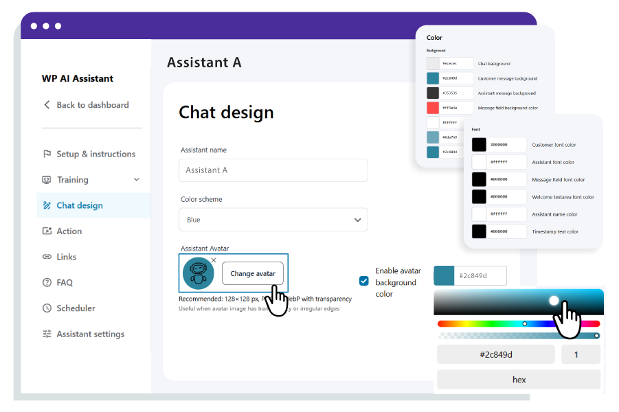 Make a design for your chatbot that fits your website