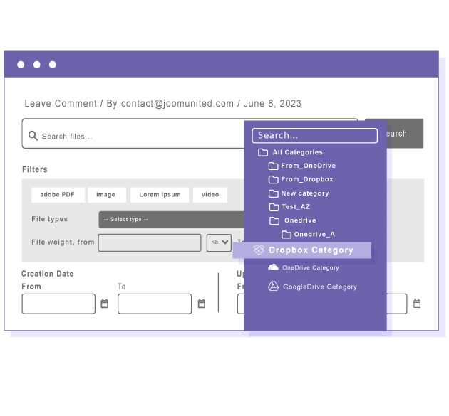 Use the file download search engine with Dropbox