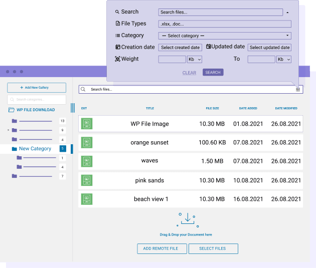 Admin search engine and display filters