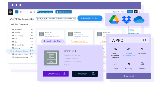 Insert files from Google Drive, OneDrive and Dropbox in Gutenberg
