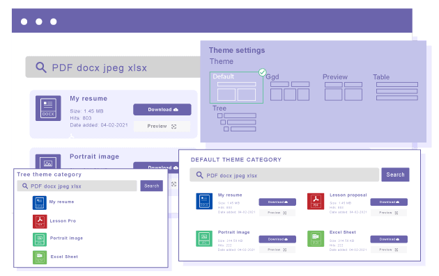 Customize the search results design with themes