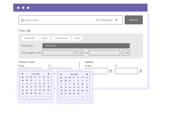 File creation date and update date filters
