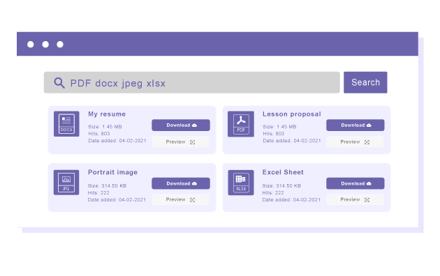 WordPress file search engine in file categories