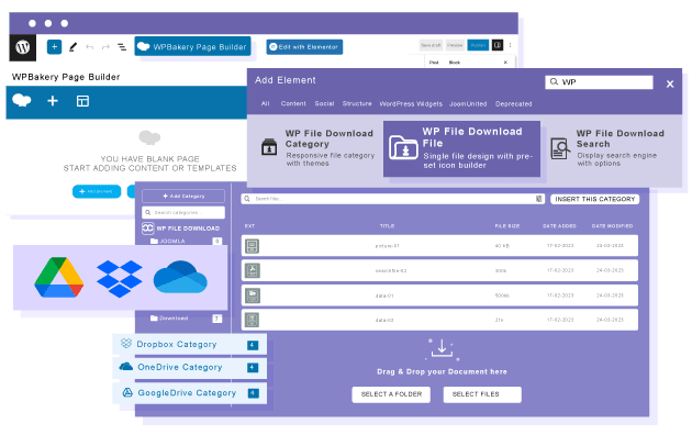 Insert files from Google Drive, OneDrive and Dropbox in WPBakery