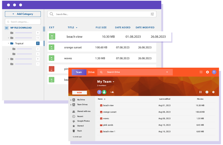 Manage downloadable files from Google Drive