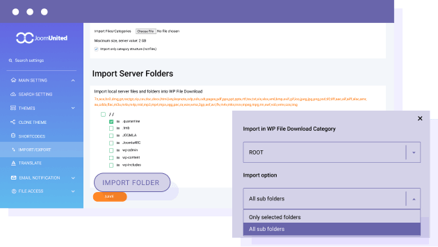 Import files and folders from existing media on your server
