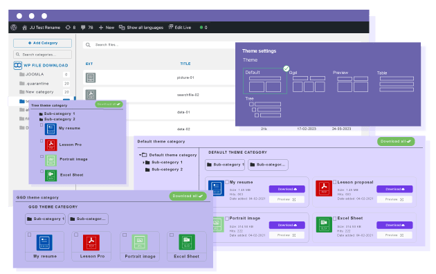 Apply design to the download manager file categories