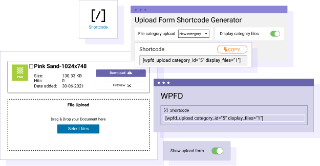 Upload files by category