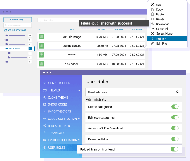 Control the file upload by WordPress user role