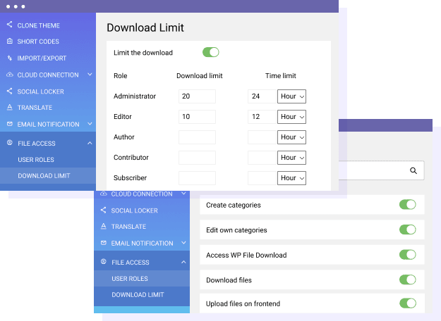 Control the file upload by WordPress user role