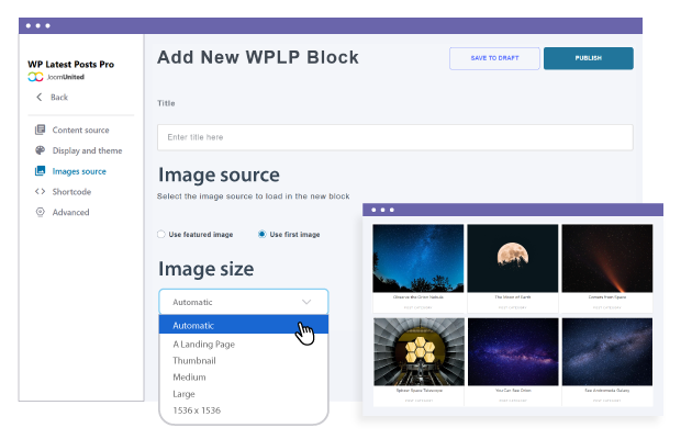 Image position in latest posts plugin