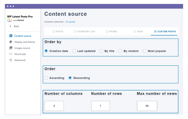 WPBakery latest posts block with advanced filters