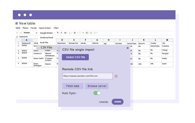 Import CSV sheet as table data or import CSV file with styling